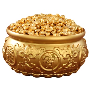 九华山祝福工位解压纯铜聚宝盆小元宝摆件办公室客厅招财生财聚财