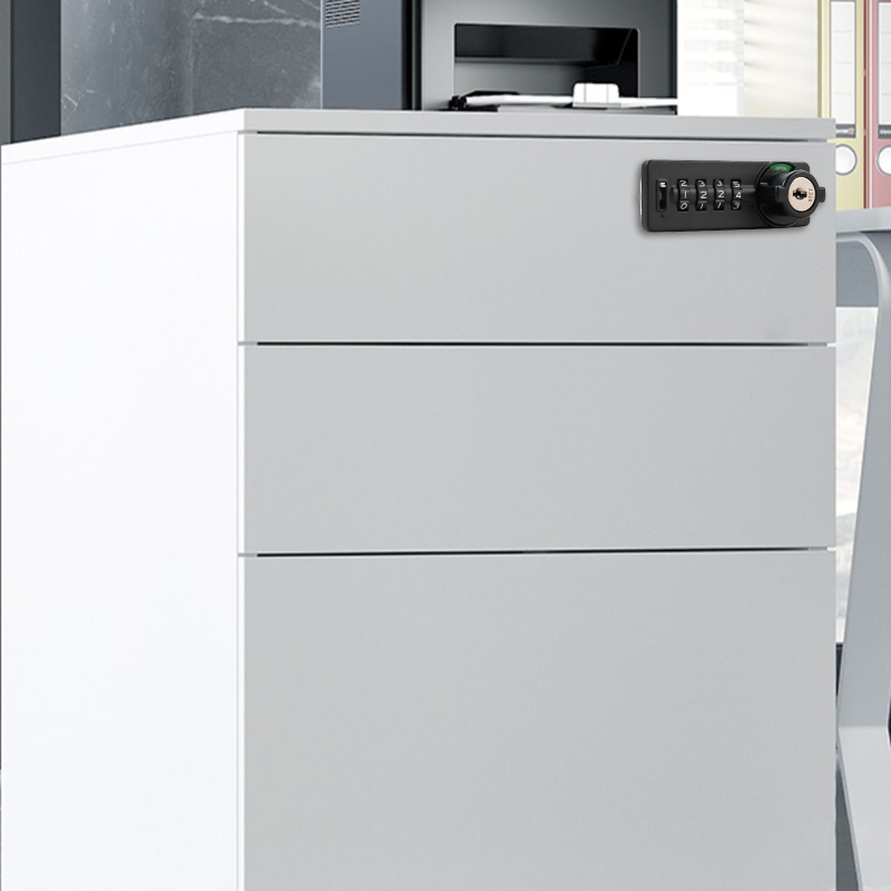 办公桌一锁三连抽屉锁文件柜三联锁储物档案柜锁芯暗装抽屉密码锁