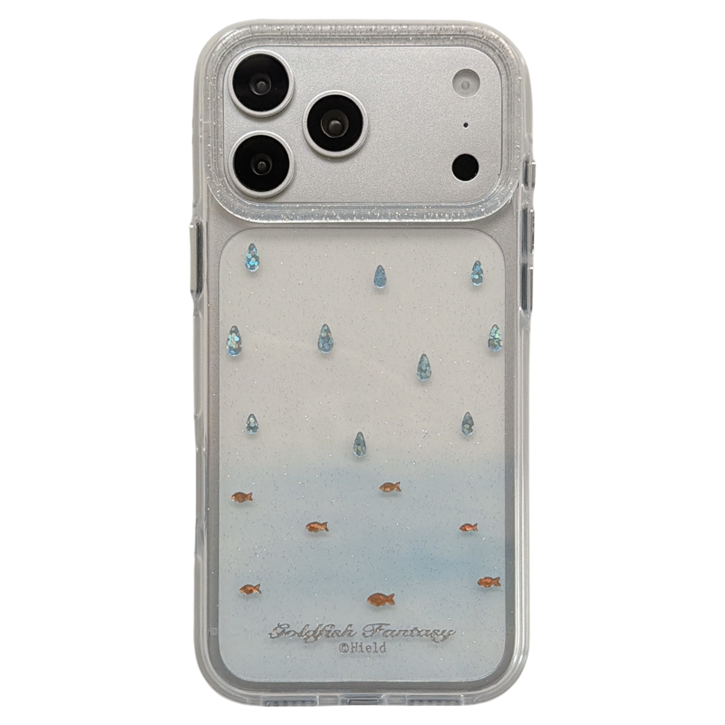 jze夏日ins小众透明细闪雨滴金鱼适用苹果17ProMax手机壳iphone15新款16pro女款17pro带链条14全包防摔手机套
