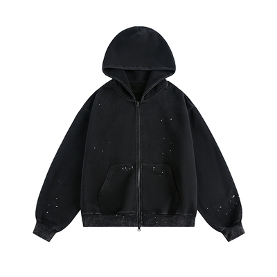 NEVERNEED泼墨开衫连帽卫衣男