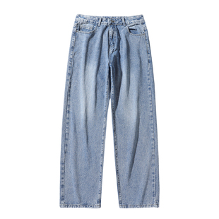 Wassup Rokcy美式复古直筒牛仔裤男潮牌宽松阔腿高街休闲裤子男款