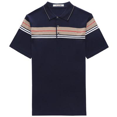 爸爸夏装短袖t恤中年格子Polo衫