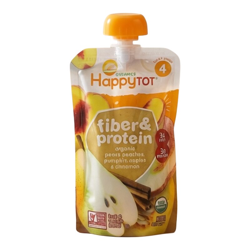 禧贝香港进口HappyTot有机梨桃子南瓜苹果肉桂纤维蛋白质果泥113g