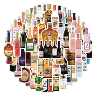 63张Champagne香槟贴纸笔记本电脑行李箱手机壳酒吧装饰防水贴画