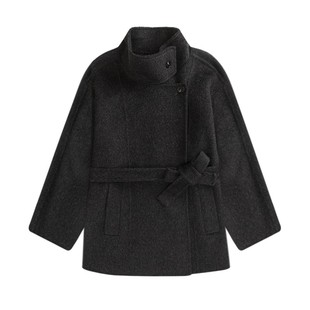 A DoOr 羊毛经典宽松廓形短大衣外套 Lauren 落肩可立领呢大衣
