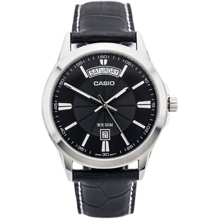 CASIO卡西欧手表男 日志英文星期窗口石英表商务表MTP-1381D/L-1A