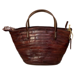 哈弘新款头层牛皮托特水桶包百搭小菜篮子拼接女包通勤单肩斜挎包