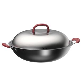 爱仕达铁锅铸铁双耳炒锅家用平底锅电磁炉燃气灶专用无涂层炒菜锅