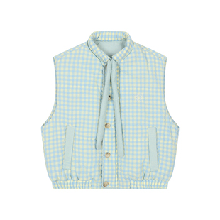 mostwanted 格纹双面穿绑带棉服马甲女款25新款冬季棉背心