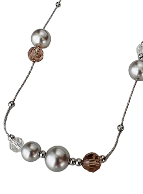 满天星真多麻水晶小米珠珍珠项链