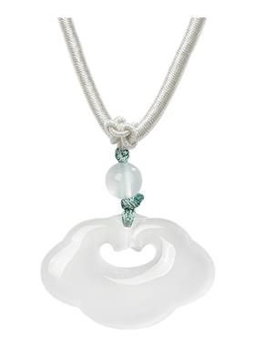 天然玛瑙祥云锁吊坠项链白冰玉髓如意平安锁编绳锁骨节日生日礼物