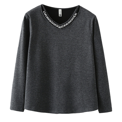 大码女装加绒v领打底衫秋冬内搭