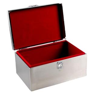 收纳箱存钱箱不锈钢存钱罐带双锁密码家用证件储物箱手提现金盒子