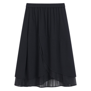 SANI奥莱亏本清仓不换不规则拼接高级A字中长裙百搭半身裙女