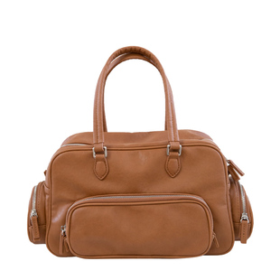 肉肉陈Whiterm秋冬新款复古保龄球手提包多口袋大容量通勤腋下包