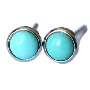 高瓷的好货 纯银拖简单精致天然湖北原矿绿松石纯银镶嵌款耳钉