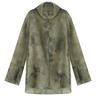 【3件5折】COCOBELLA对丝炒色折纸皱晕染微透视高领打底衫SR3075