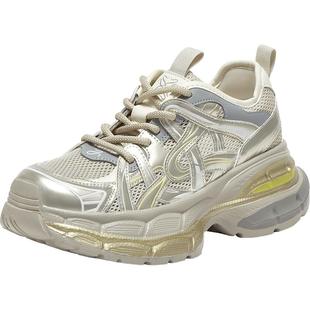 百思图26夏季新款厚底增高老爹鞋女网面透气运动休闲鞋B6896BM5