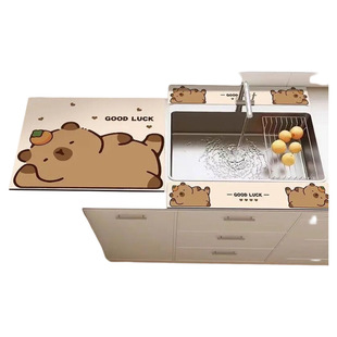 厨房台面吸水垫沥水垫硅藻土可爱速干可裁剪桌垫洗碗池硅藻泥波点