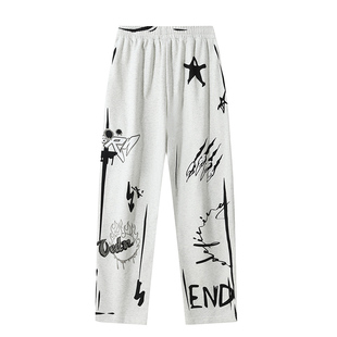 维动霓影花裤子九分男春夏美式篮球运动宽松女休闲卫裤儿童青少年