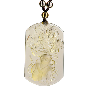 黄水晶十二生肖猴鼠龙巳酉丑三合贵人吊坠虎马狗蛇鸡牛猪兔羊挂件