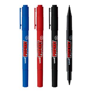日本原装进口三菱UNI记号笔PM-120T马克笔小双头水性细字光盘笔红蓝黑黑色水性笔墨水涂鸦笔大容量高颜值塑料