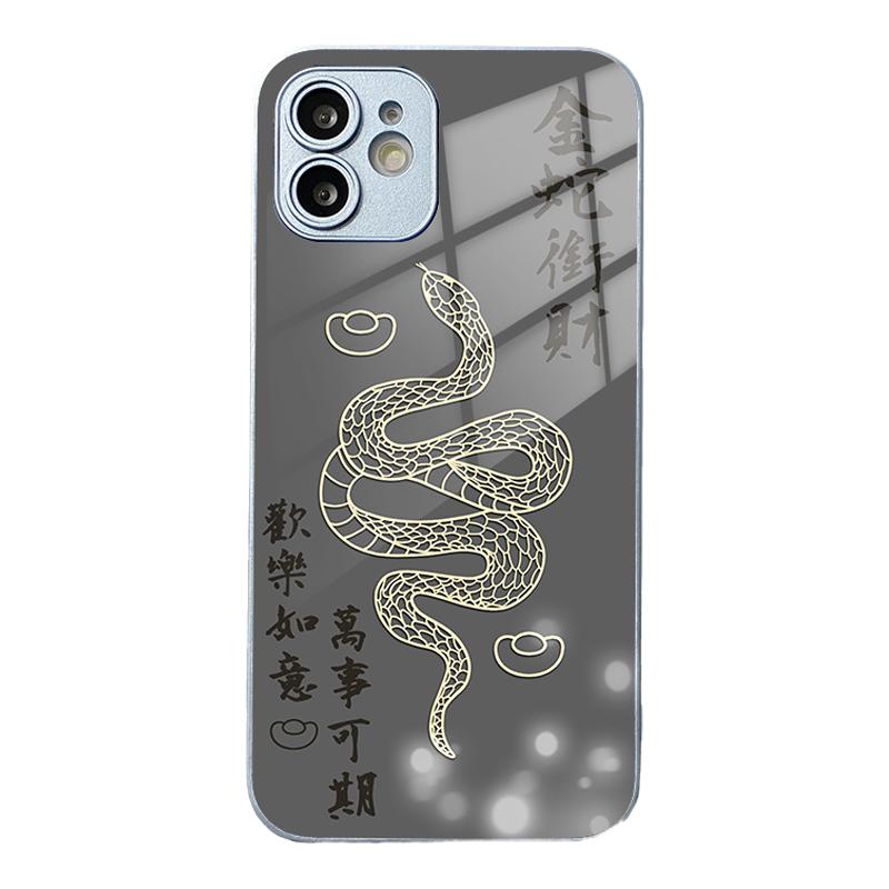 imobile蛇年新年手机壳适用小米红米note13本命年12turbo金蛇衔财k70e/k60/k40/k50至尊版11/10/9proplus玻璃