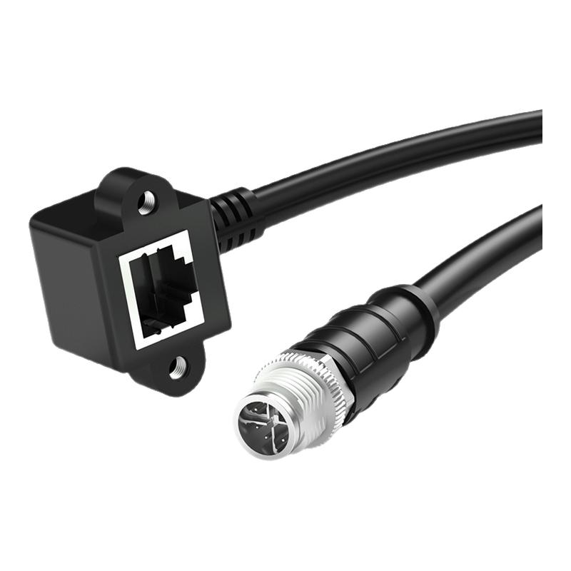 M12转RJ45网线工业双屏蔽延长线