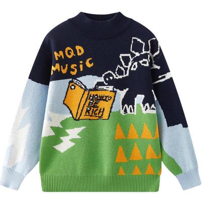 MQD童装男童毛衣2025秋冬季新款儿童半高领针织衫宽松宝宝上衣
