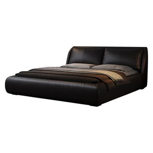 格调宣言现代简约进口牛皮高端大气1米8床轻奢婚床意式主卧软包床