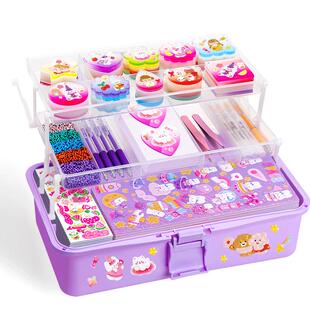 咕卡贴纸套装大儿童毕业礼物女孩diy手工儿童手杖可爱古卡盘酷暑假期工具贴画贴纸咕盘粘粘纸咕咔收纳盒礼包