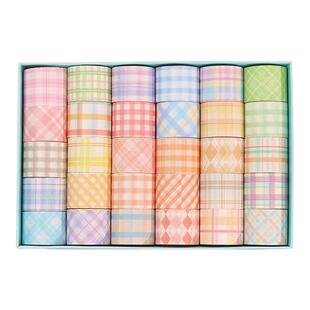 新品60卷入和纸手账套装小清新格盐系ins格纹初学者diy素材手帐胶