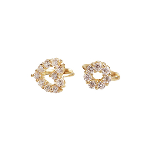 韩国纯10K14K金耳环 闪耀锆石蝴蝶结桃心星星黄金耳骨耳扣耳圈