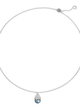 HERBE合璧 白沙小水滴灰月光石吊坠项链手工钉砂锁骨链日常百搭女