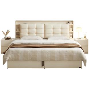 政府补贴全友家居奶油风卧室1米8双人床小户型1.5m单人收纳储物床