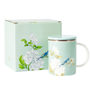 玉泉官方陶瓷骨瓷茶杯陶瓷杯马克杯泡茶家用茶水杯子水杯滤茶杯