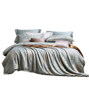 富安娜轻奢提花四件套纯棉全棉床单被套高级感床上用品四季通用