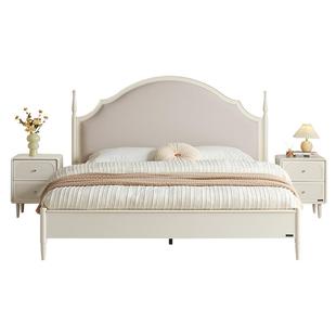 全友家居2025新款法式奶油风软包床主卧室家具双人床小户型高脚床