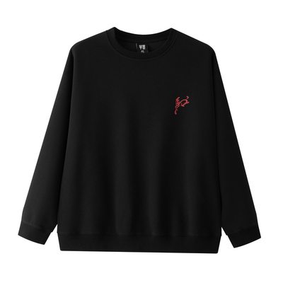 半墨大码男装圆领印花卫衣男士2025秋季新款阔版加大肥佬针织外套