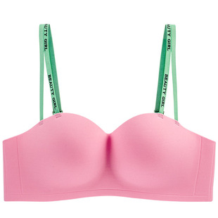 半杯无痕内衣女小胸聚拢显大上托调整型立体文胸罩字母肩带75A80B