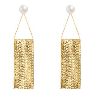 珍珠款流苏耳钉小众设计感适合圆脸的耳环秋冬超好看独特漂亮耳饰