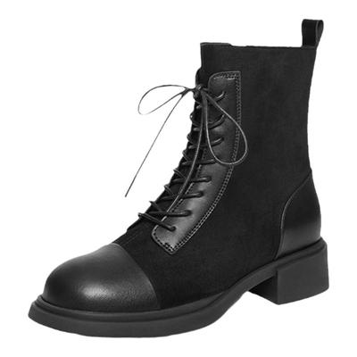 红蜻蜓厚底粗跟弹力靴