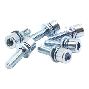 QD8.8级镀锌/黑色304不锈钢三组合螺钉内六角螺丝圆柱头平弹垫片