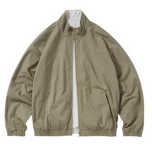 714street复古亚麻混纺立领夹克2026春季潮牌宽松两面穿外套男款