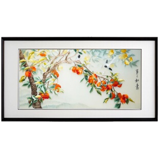纯手工刺绣苏绣成品挂画苏州新中式客厅餐厅高端丝绣艺术品装饰画