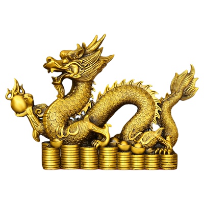 五爪龙办公室纯黄铜龙摆件