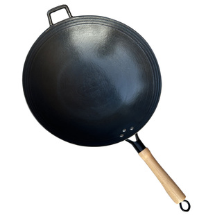 生铁锅老式传统原生态物理不粘锅无涂层燃气电磁炉通用家用带把