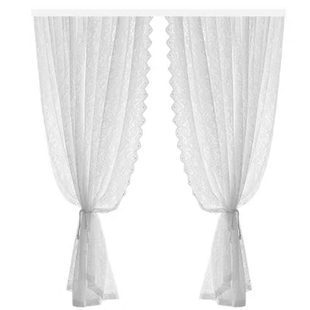 纱帘飘窗内开窗钉珠法式复古魔术贴免打孔蕾丝田园窗帘门帘隔断帘