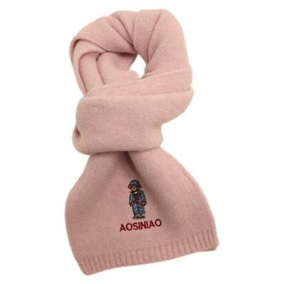 韩系氛围感秋冬小熊字母围巾女