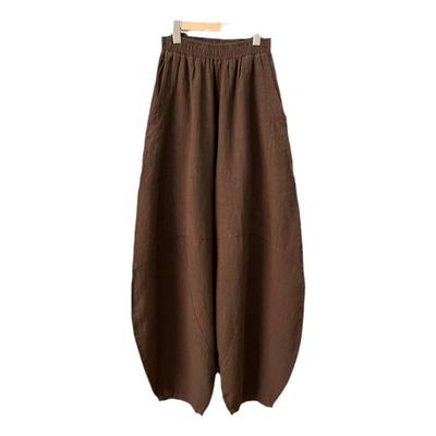 高腰文艺原创长裤打坐裤砂洗